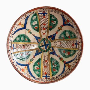 Marokkanische Mokhfia Schale aus gelber und blauer Keramik, 19. Jh.