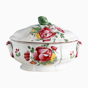 Large Early 19th Century Floral Faience Tureen from Les Islettes