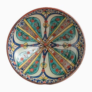 19th Century Moroccan Polychrome Pottery Mokhfia Bowl