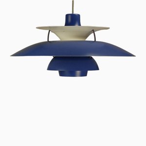 Lámpara colgante PH5 Mid-Century moderna en azul de Poul Henningsen para Louis Poulsen, Dinamarca