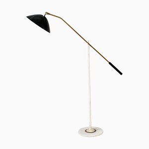 Mid-Century Brass, Marble and Black Metal Floor Lamp from Stilnovo, Italy, 1950s