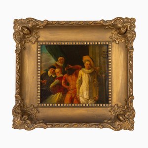 Emile Sacre, Commedia Dellarte, Années 1800, Peinture à l'huile, Encadré