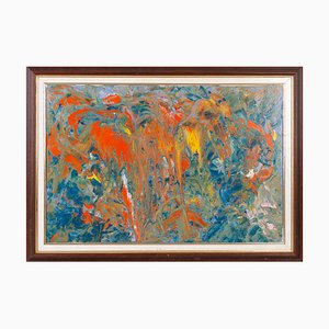 Large Abstract Composition, Oil on Canvas, 20th Century, Framed