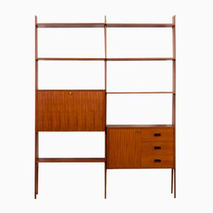 Mid-Century Italian Free Standing Shelf or Room Divider with Bar Cabinet or Hidden Desk, 1970s