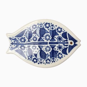 Assiette Murale Poisson Mid-Century en Porcelaine de Porsgrund, Norway, 1960s