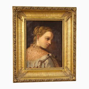 German Artist, Portrait of a Young Noblewoman, Late 19th Century, Oil on Canvas, Framed