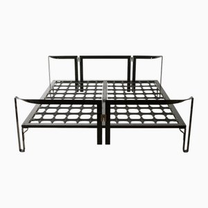 Double Bed in Black Lacquered Lacquered Metal with Original Slat System Vanessa by Tobia & Afra Scarpa for for Gavina, 1970s