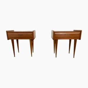 Rosewood Bedside Tables with Brass Tips, 1950s, Set of 2