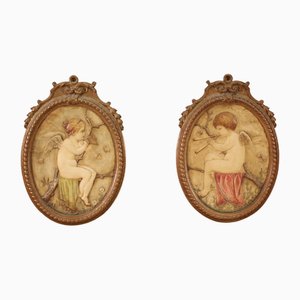 Tuscan Terracotta Cherub Panels, Set of 2