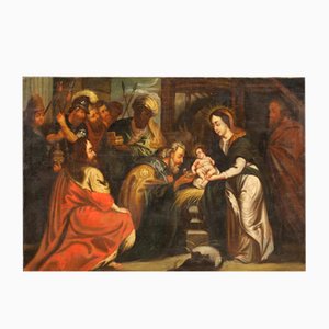 Artiste Italien, Adoration des Mages, 1750, Huile sur Toile