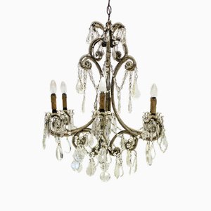 Lustre Vintage avec Gouttes et Perles, Italie, 1940