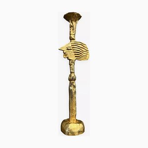 Large Candeholder in Golden Bronze with Gold Leaf by Pierre Casenove for Fondica