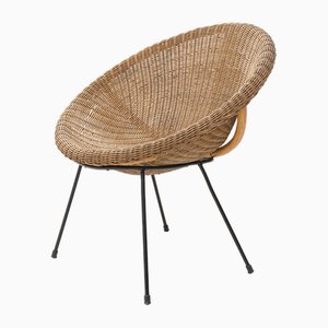 Fauteuil en Rotin Tissé, 1950s