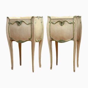 19th Century Swedish Bombay Curved and Painted Nightstands, Set of 2