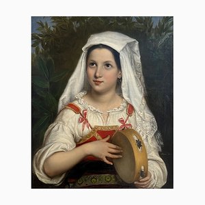 Bianca Festa, Jeune femme romaine au tambourin, Öl auf Leinwand