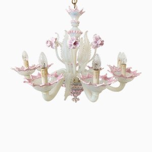 Lustre Floral Vintage en Verre Murano, 1950s