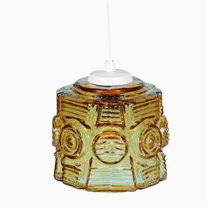 Danish Amber Glass Hanging Lamp from Vitrika, 1960s