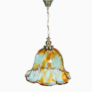 Lámpara colgante grande de vidrio ámbar, años 60
