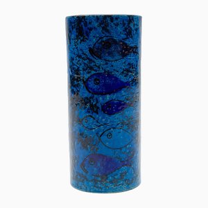 Handgefertigte Mid-Century Keramik Vase mit Fischmotiv von Londi für Bitossi, 1960er