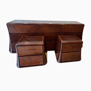 Chest of Drawers and Bedside Tables by Luciano Frigerio, 1970s, Set of 3