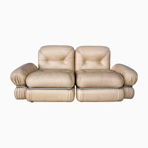 Vintage Space Age Beige 2 -Seater Modular Sofa, 1970s, Set of 2