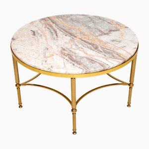Tavolino da caffè in ottone e marmo, Italia, anni '70