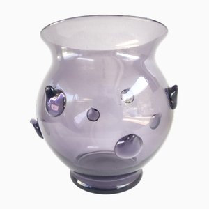 Vase Vintage en Verre de Murano Soufflé Améthyste avec Bugne dans le style de Zecchin