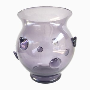 Vintage Amethyst Vase aus geblasenem Muranoglas mit Bugne im Stil von Zecchin