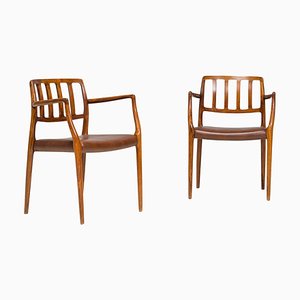 Brown Leather #66 Chairs by Niels Otto Møller, Set of 2