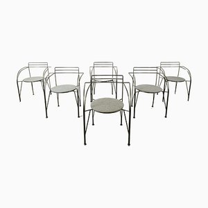 Chaises de Salle à Manger Vintage avec Accoudoirs, Italie, 1980s, Set de 6