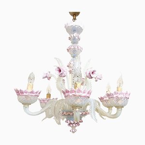 Vintage Floral Murano Glass Chandelier, 1950s