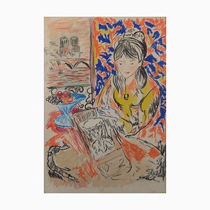 Dopo Henri Matisse, Studio di una ragazza, anni '60, Pastello su carta