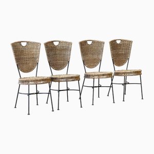 Vintage Rattan Dining Chairs, 1960s, Set of 4