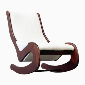 Rocking Chair in White Bouclé from Casala, 1970s
