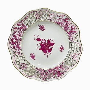 Porcelain Apponyi Pink Wall Decoration Plate from Herend Hungary, 1960s