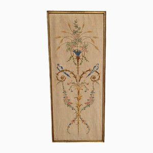 Louis XVI Vogel Dekoration Baguette Rahmen Besticktes Panel, 1890er
