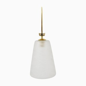Lámpara colgante Mid-Century de latón con forma de corona al estilo de Gio Ponti, Italia, años 50