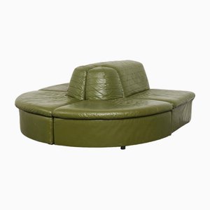 Modulares Sofa aus Olivgrünem Leder von Laauser, 1970er, 4er Set
