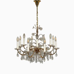 Crystal Brass Chandelier from Palme & Walter, 1970s