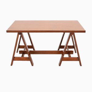 Wooden Desk with Trestles, 1970s