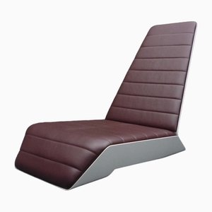 Space Age Leather & Fiberglass Lounge Chair, 1980s