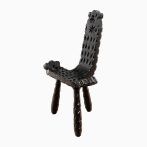 Spanish Brutalist Wooden Chair, 1950s