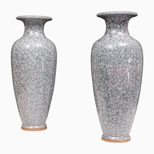 Grands Vases Ice Crack Glaze, Chine, 1950, Set de 2