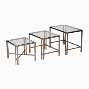 Nesting Tables in Glass, 1970s, Set of 3