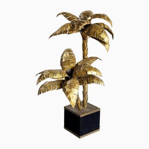 French Brass Palm Tree Floor or Side Lamp attributed to Maison Jansen, 1970s