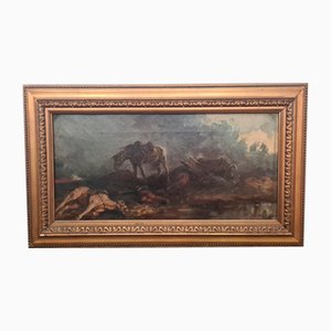 Vittorio Cajani, Battle Scene, 19th Century, Oil on Canvas, Framed