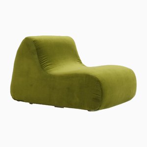 Sillón vintage de terciopelo verde, Italia, años 70