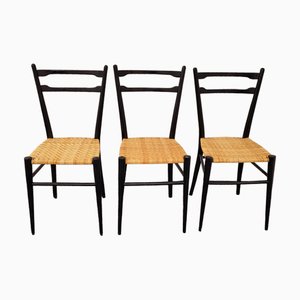 Cane Chairs in the style of Gio Ponti, Set of 3