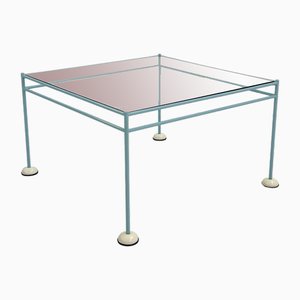 Baby Blue Coffee Table in Metal and Glass from Gamma, 1980s