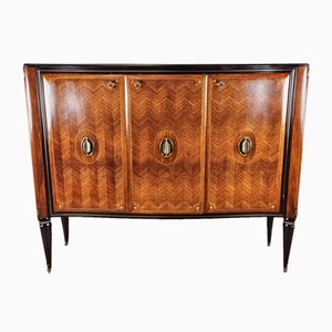 Sideboard in Mahogany and Rosewood with Brass and Glass Decorations, 1950s